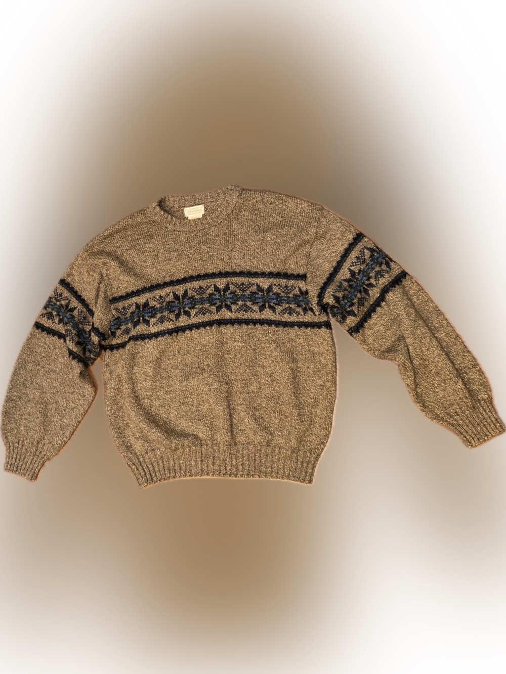 Vintage Wool Blend Cozy Fair Isle Nordic Knit Grandpa Fisherman Sweater XXL